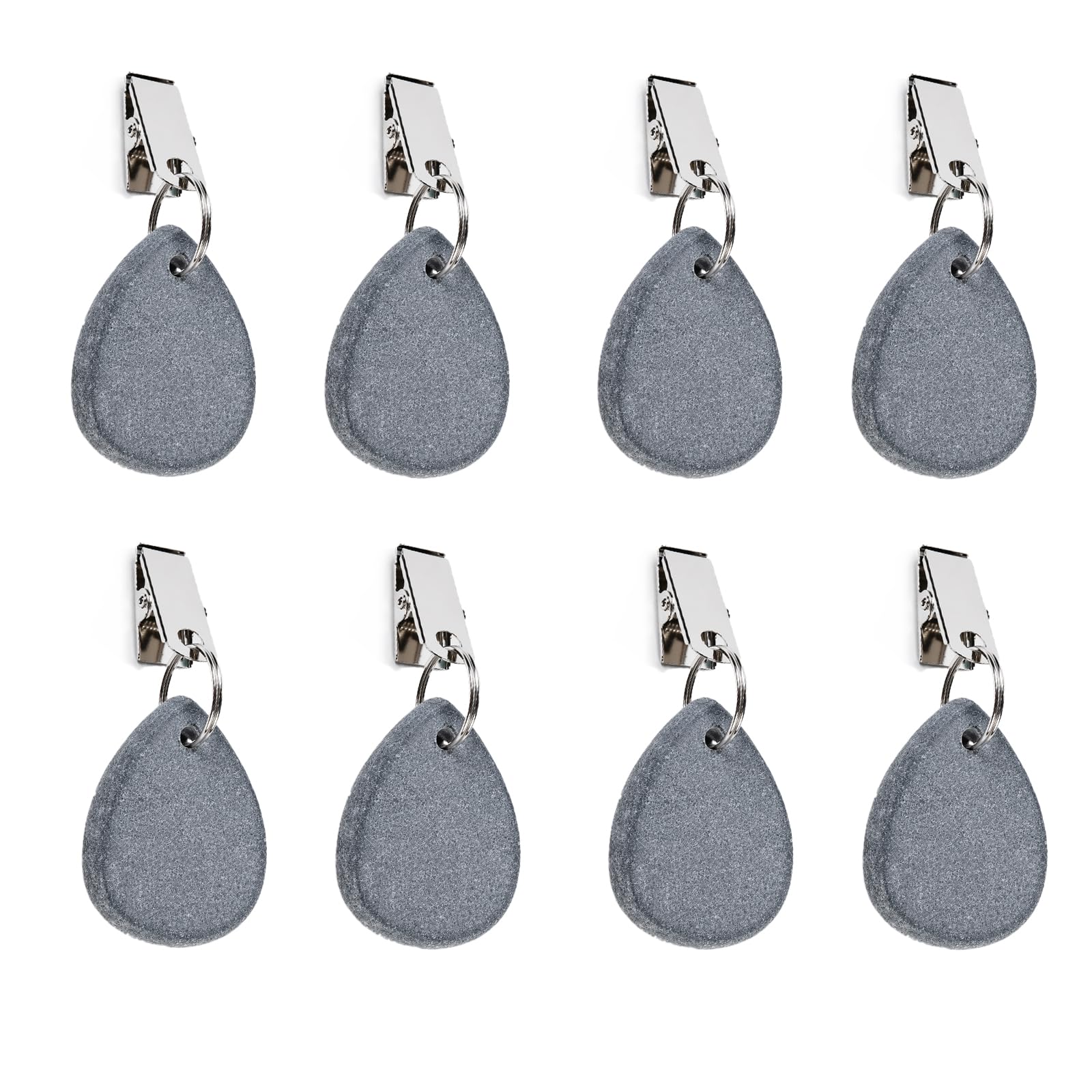 Kemay Grey 8Pcs Premium Tablecloth Weights Set, Heavy Duty Marble Teardrop With Metal Clips,Table Cover Clips For Outdoor Picnic, Garden Party & Wedding Decoration (Grey)