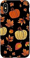 Vista 5 de Fall Leaves and Pumpkins Pattern Halloween Autumn Case for iPhone 17