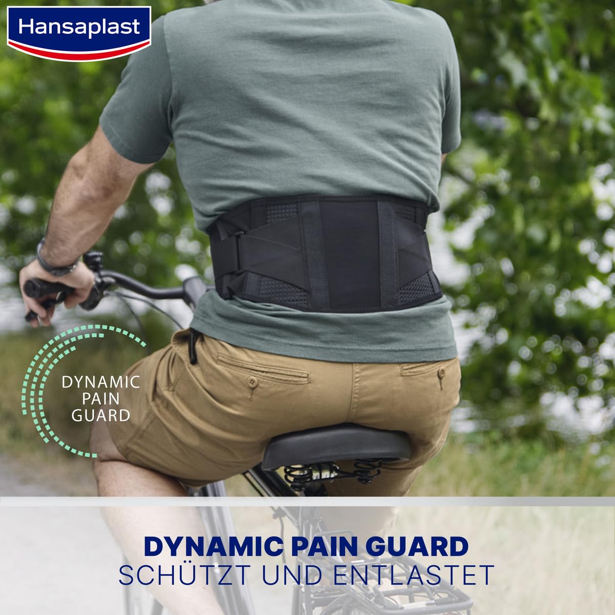 Hansaplast Protective - Vendaje de apoyo para espalda con nivel de compresión individual, para reducir el dolor, talla única, ajustable
