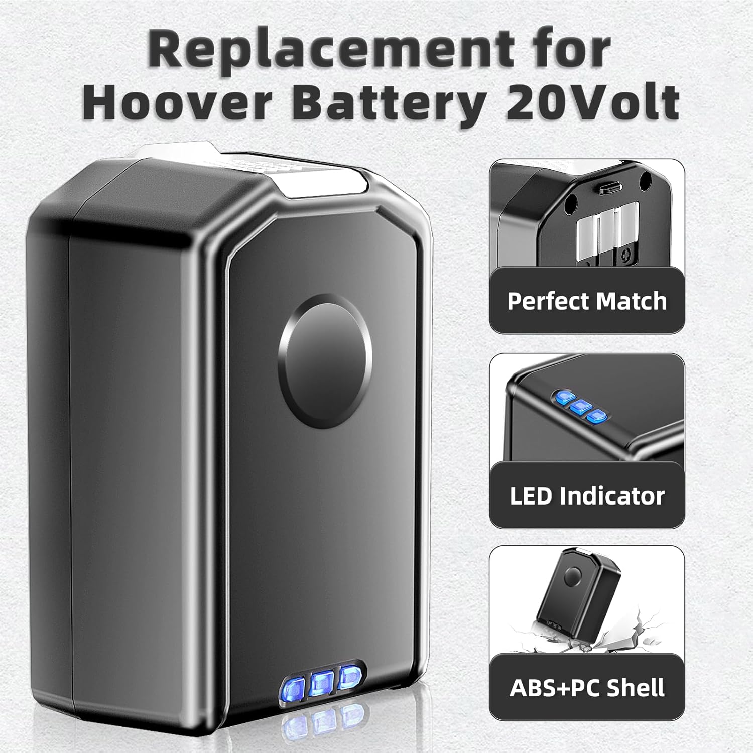 20V 6.0Ah Replacement Battery for Hoover 20-Volt Hoover Air Vacuum Cleaner Lithium Ion Battery BH03120PC BH03100PC BH03100 BH50150 BH51120 BH52100PC BH55100