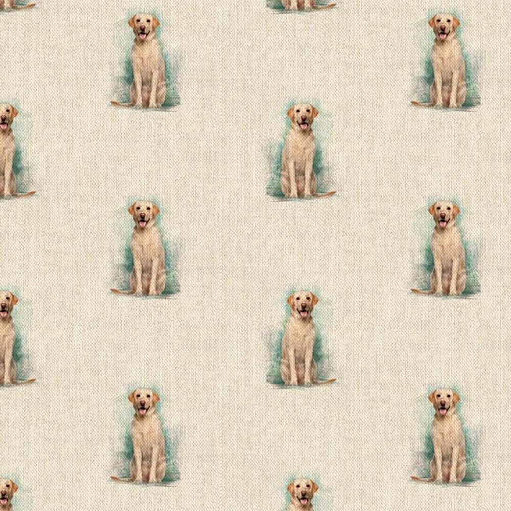Linen Look Fabric Animal Cotton-Rich for Home Decor by Half Metre and Metre (Labrador All Over, Metre 100cm x 140cm)