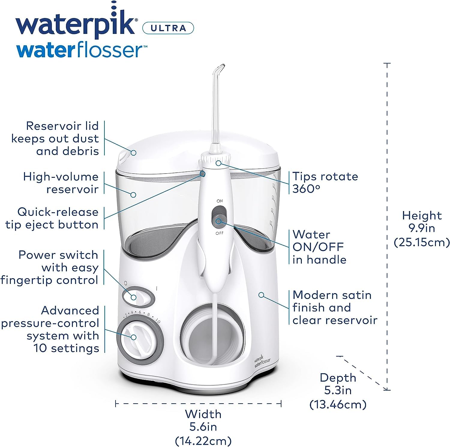 Waterpik - Irrigador bucal - WF100EU Ultra - Irrigador dental con 6 boquillas y tapa para tarjeta Arkebion® con protección RFID