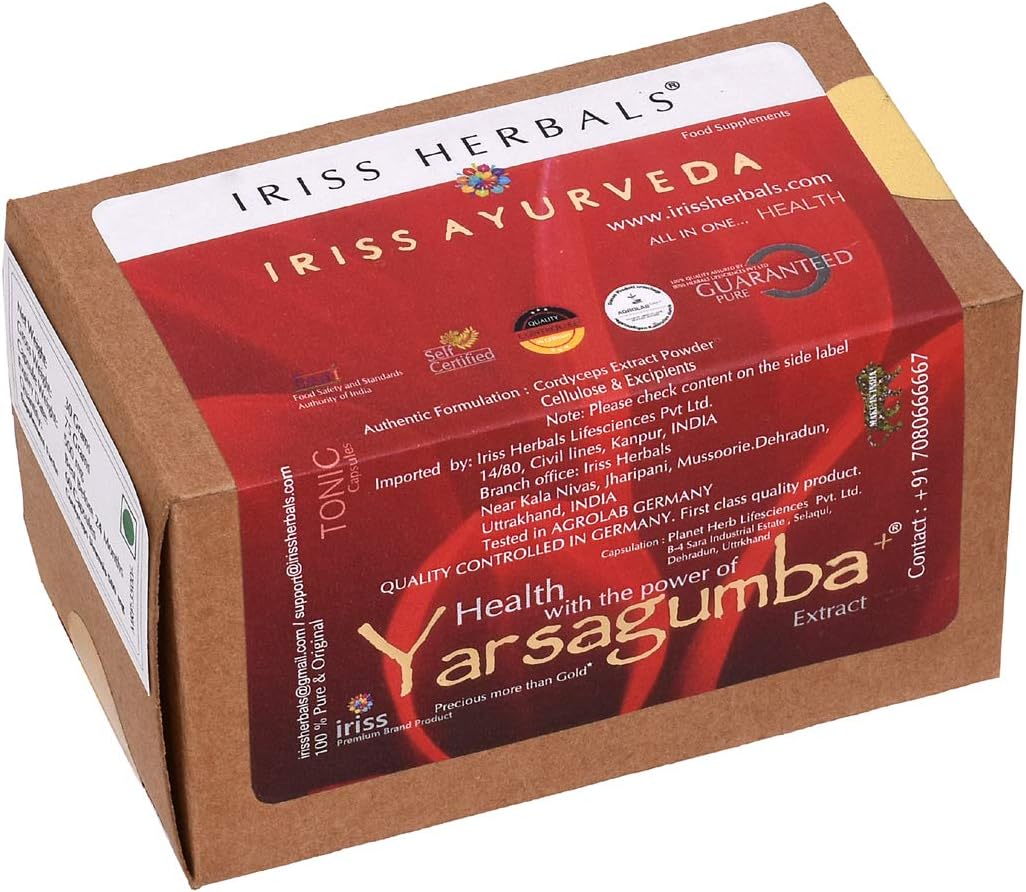Cordyceps Sinensis Yarsagumba Capsules, 500mg - Pack of 60 Capsules