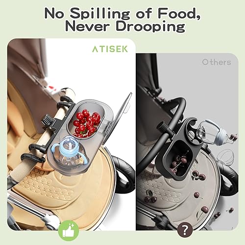 Miniatura 8 de 3-in-1 Universal Stroller Snack Tray Attachment with Dust Cover Sturdy Stroller Cup Snack Holder Clamp & Silicone Arms Grip Design Baby Travel Gear