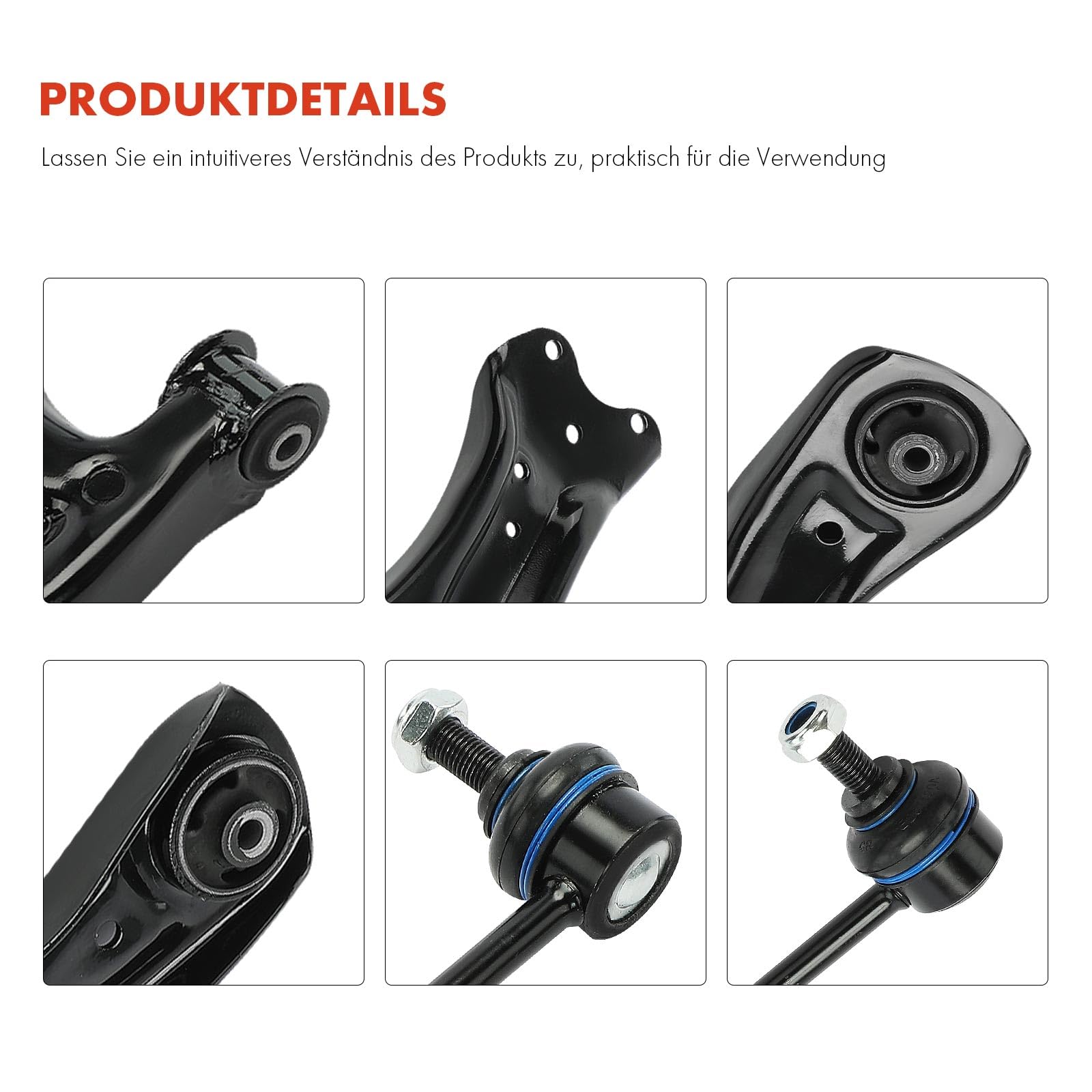 Frankberg 2x Querlenker + 2x Koppelstange Vorne Kompatibel mit A1 8X1 8XK 1.0L-2.0L 2010-2018 Ibiza IV 6J5 6P1 1.2L-2.0L 2008-2017 Replace# 6R0407152F