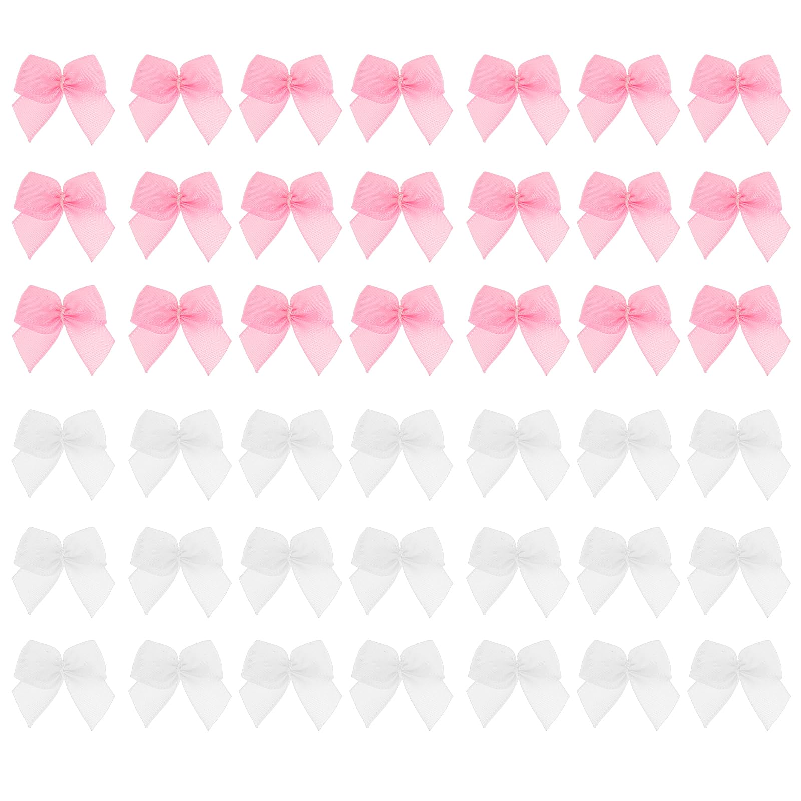 Mini Bows for Crafts, 100 Pcs 1 Inch Pink White Tiny Ribbon Bows Small Satin Bow for DIY Crafts Sewing Gift Wrapping Basket Wedding Birthday Christmas