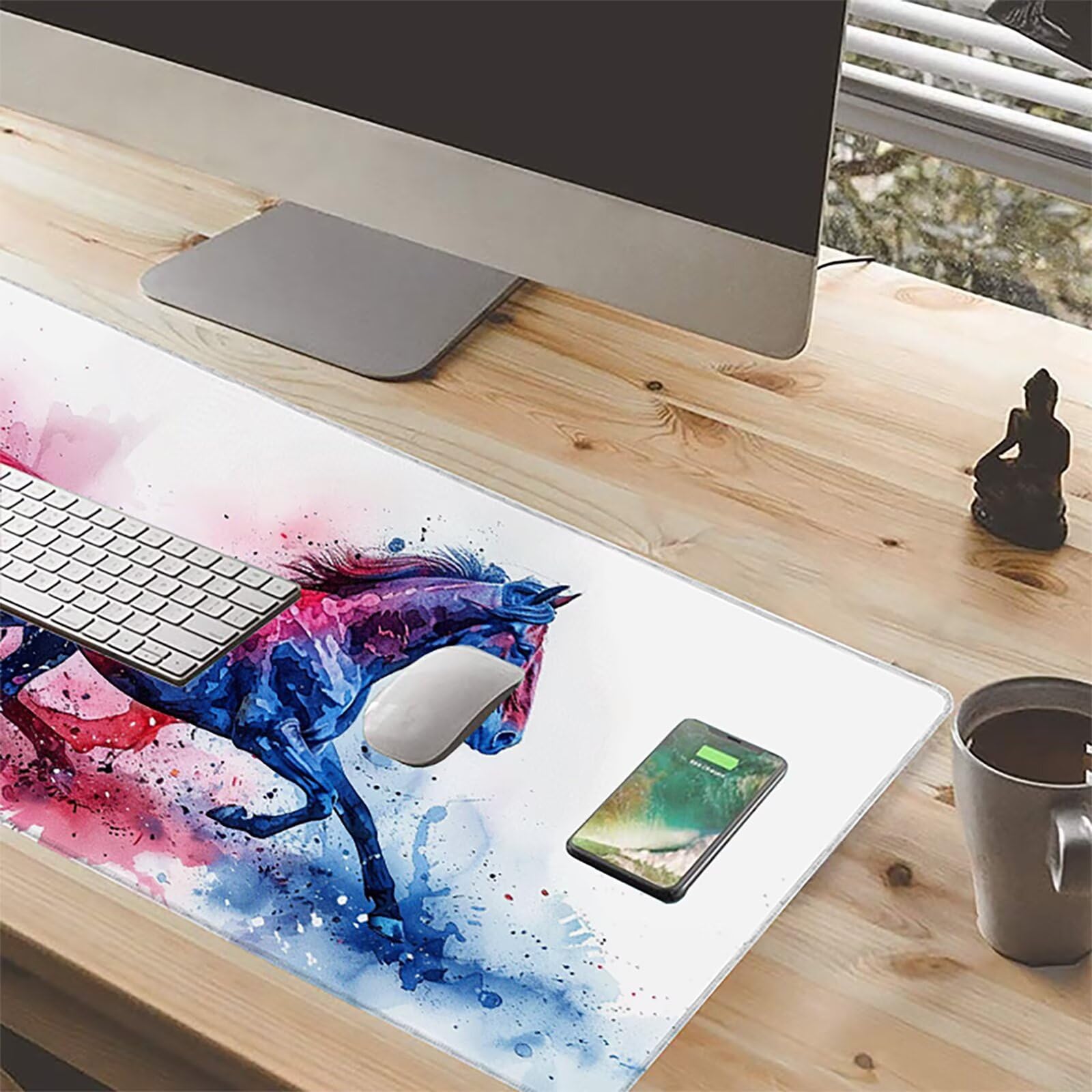 Caballo Alfombrilla Ratón Gaming XXL 1500 x 800 mm, Alfombrilla Gaming Color Mousepad con Base de Goma Antideslizante, Impermeable Desk Mat para Teclado y Raton, Accesorios Gaming, Regalos 4-M