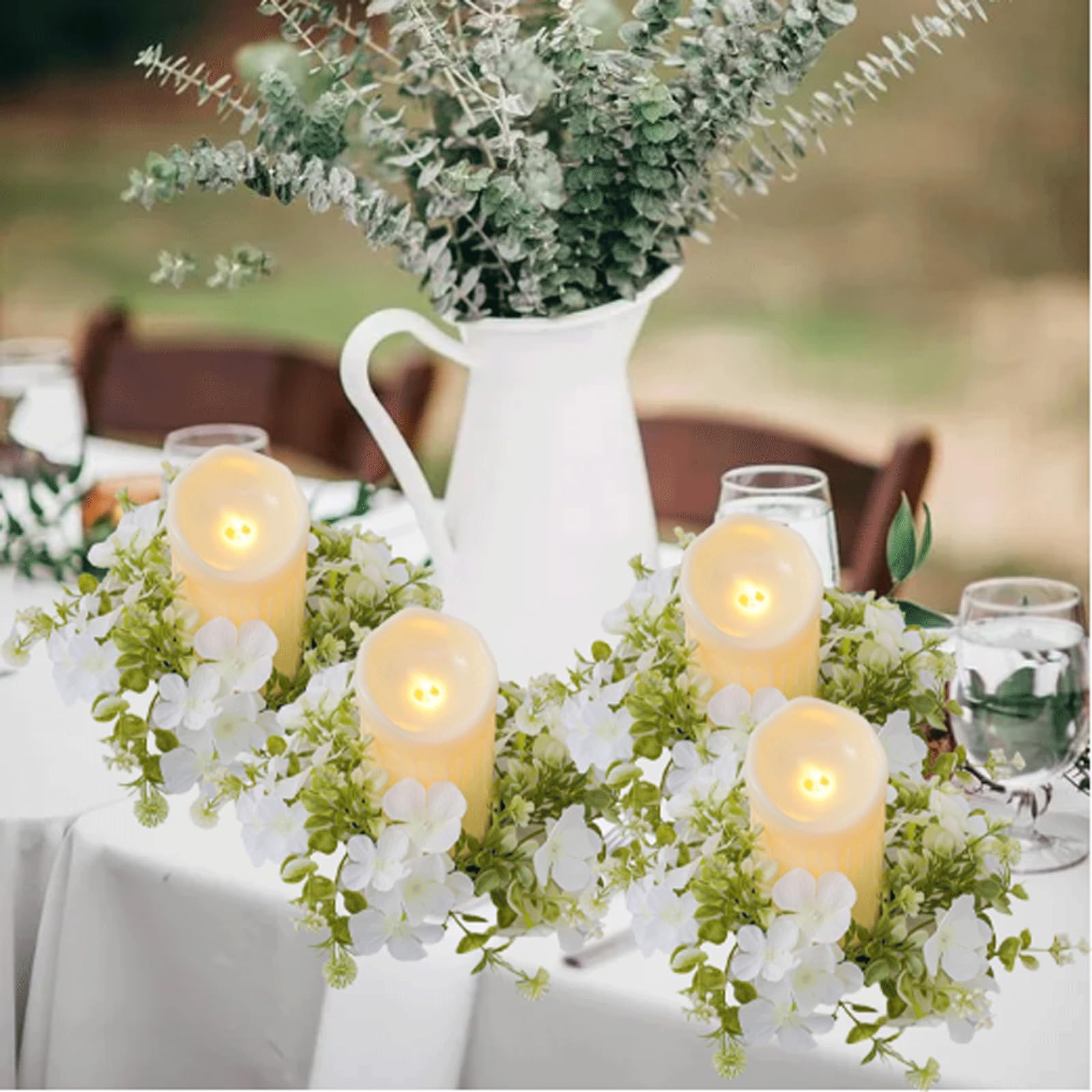 Anillo De Vela Con Rosa De Seda Roja, Centros De Mesa Para Bodas, Anillo De  Vela,, image size:1600x1600