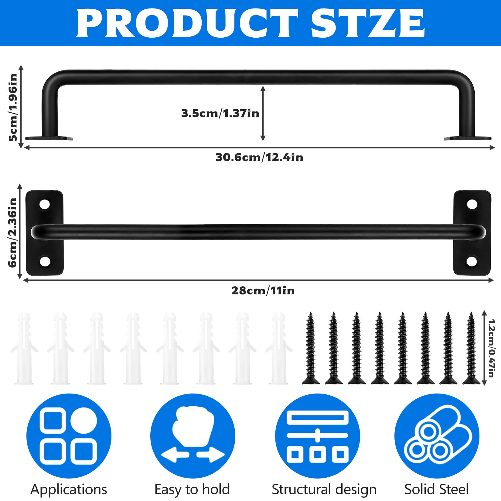 LiYiJiKeJi 2 Pcs Black Sliding Door Handles - Image 2