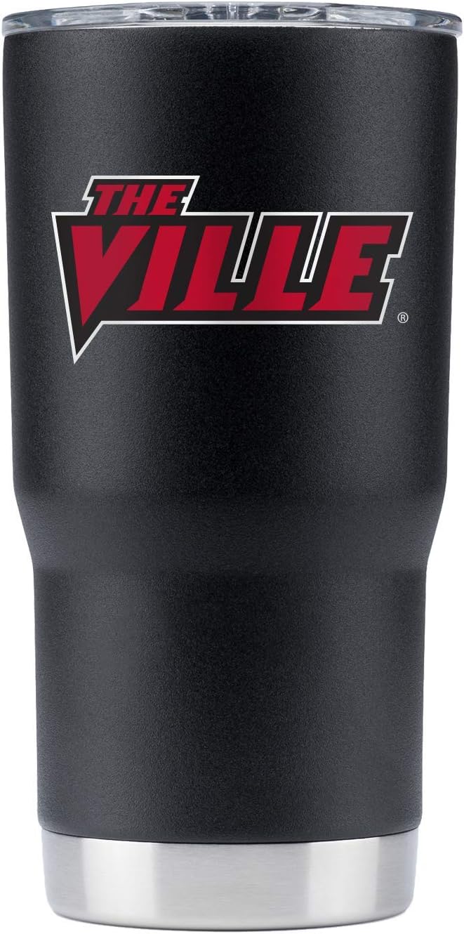Gametime Sidekicks Louisville 20oz Black Tumbler - Officially Licensed, 18/8 Stainless Steel, Double-walled, Vacuum-insulated, UV LED Printed Logos
