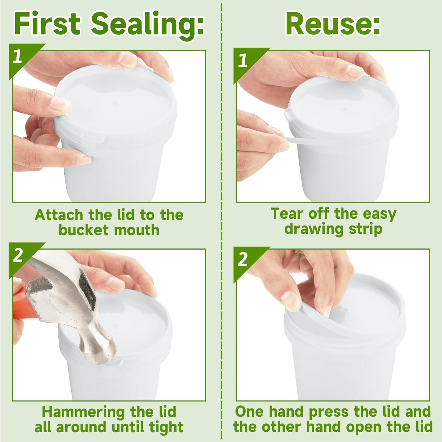 2 Pack Small Paint Bucket for Painting 1 Quart Paint Cans 2 Pint Touch Up Paint Storage Containers Plastic Paint Containers with Lids Empty Paint Cans Hand Held Paint Pail for Leftover Paint - Image 4