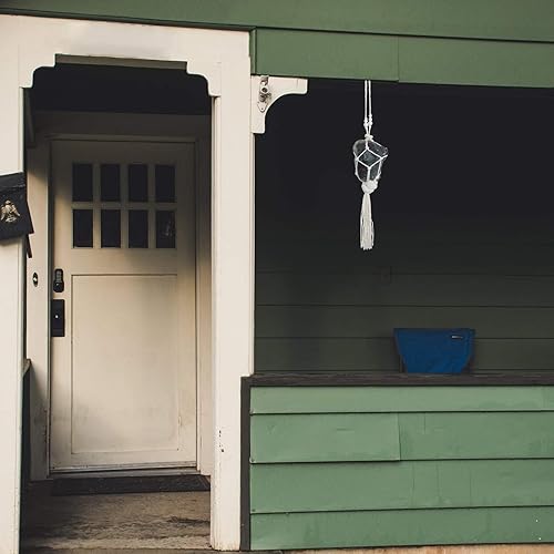 Miniatura 2 de Rockcloud Adorno colgante hecho a mano de piedra cruda de piedra cruda con borlas, para decoración del automóvil en casa y oficina