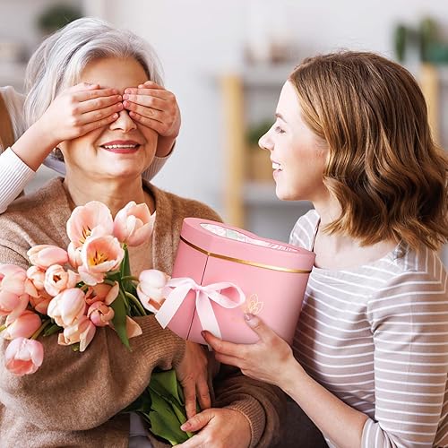 Miniatura 2 de Gueevin 4 cajas en forma de corazón, cajas de corazón para flores, caja de regalo floral con tapas, caja de regalo del día de San Valentín, cajas de