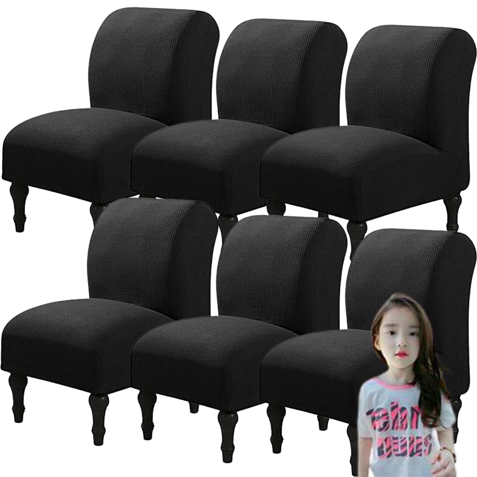 NMVAWIPT Armless Accent Chair Covers, Polyester+Spandex Stretch Slipcover, Removable Furniture Protector, For Home Hotel(1#,6pcs)