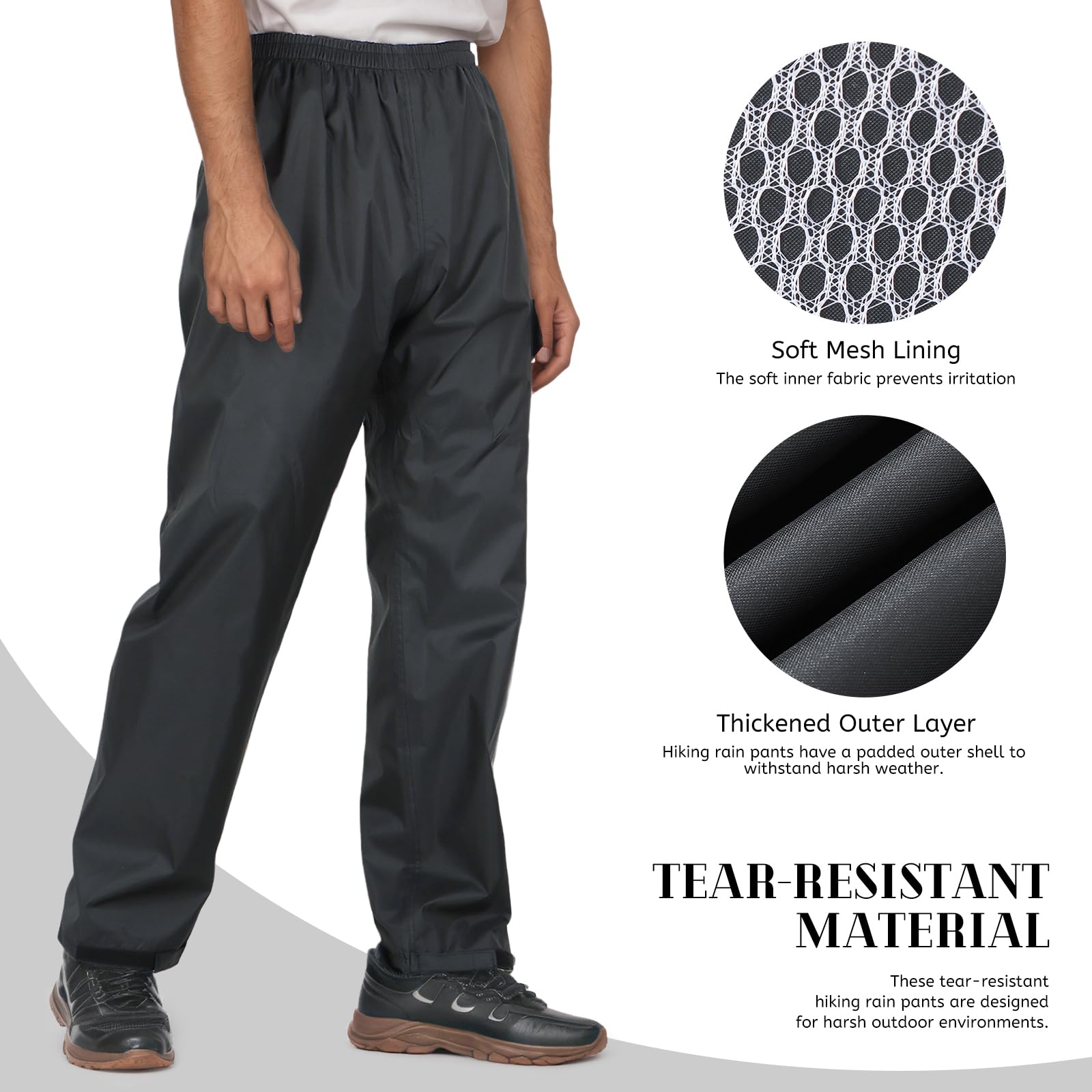 Pantalones Impermeables para Hombre Pantalones de Lluvia para Exteriores Ligeros y Gruesos a Prueba de Viento para Senderismo, Golf, Pesca, Ciclismo