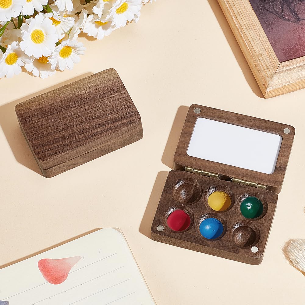 Set di acquerelli per artisti tascabili Tavolozza di colori da viaggio Set di acquerelli portatile Scatola di vernice con griglia in legno Mini scatola di vernice in noce Quaderno per schizzi