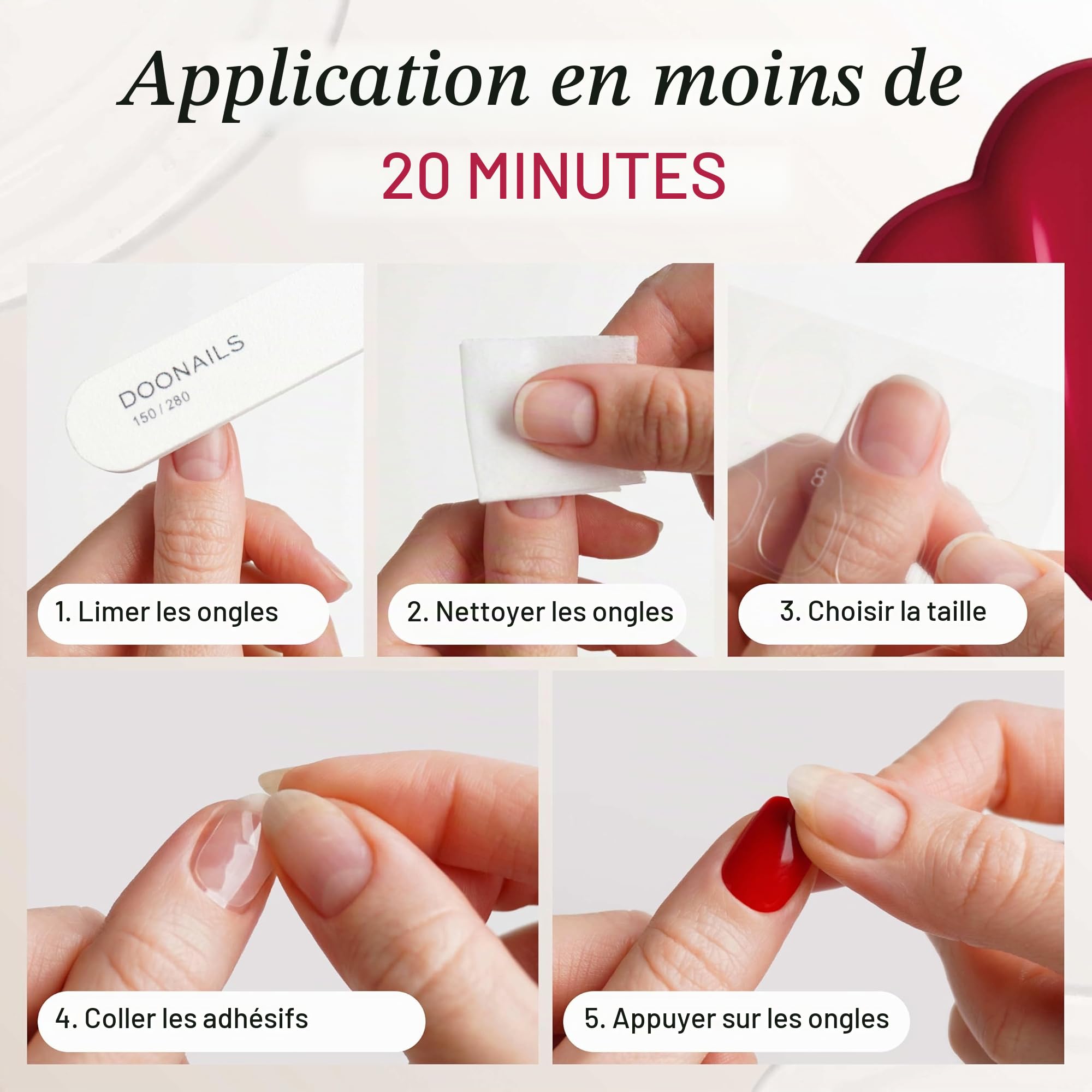 DOONAILS® Lot de 30 faux ongles à presser en gel souple Brownie - Ronds courts - Marron nude - Ombre chromé - Ongles à coller - Couverture complète - Qualité salon