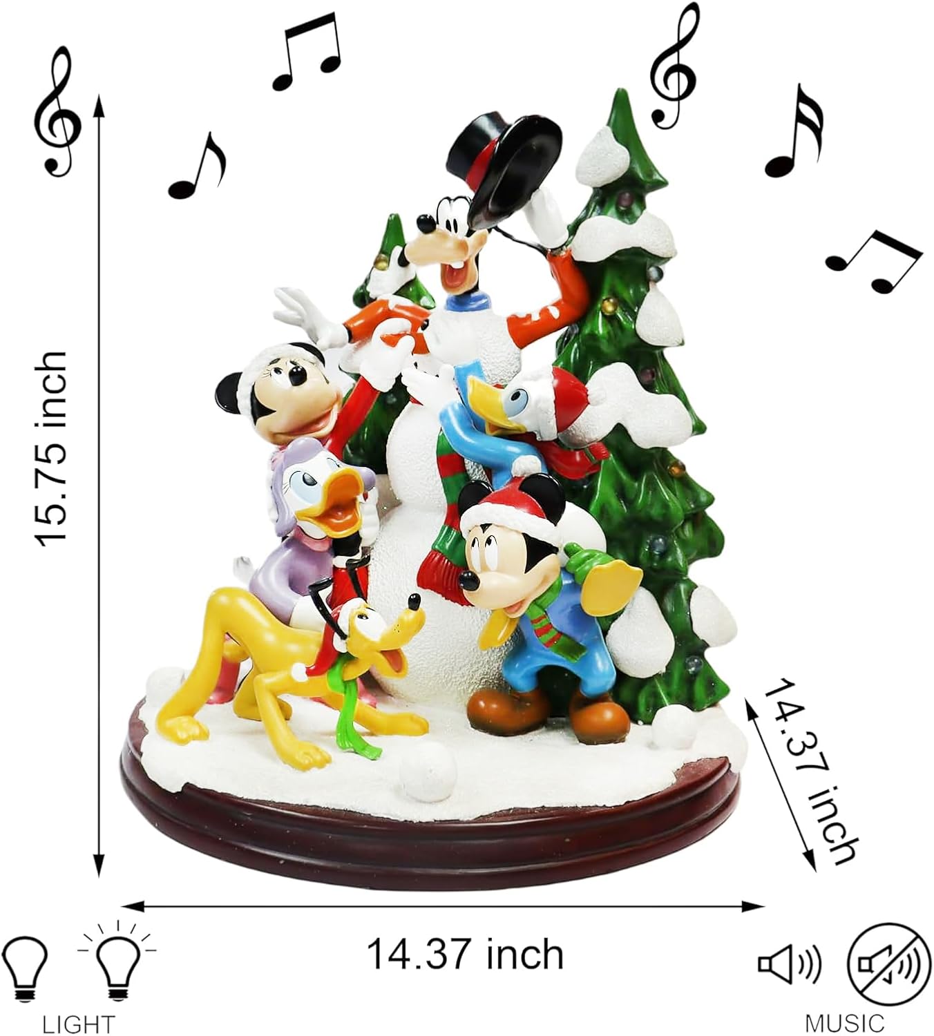 MOMENTS IN TIME Disney Characters Building a Snowman 15.5” LED Musical Holiday Decoration Timer & Volume Control Handcrafted Christmas Centerpiece Battery Operated