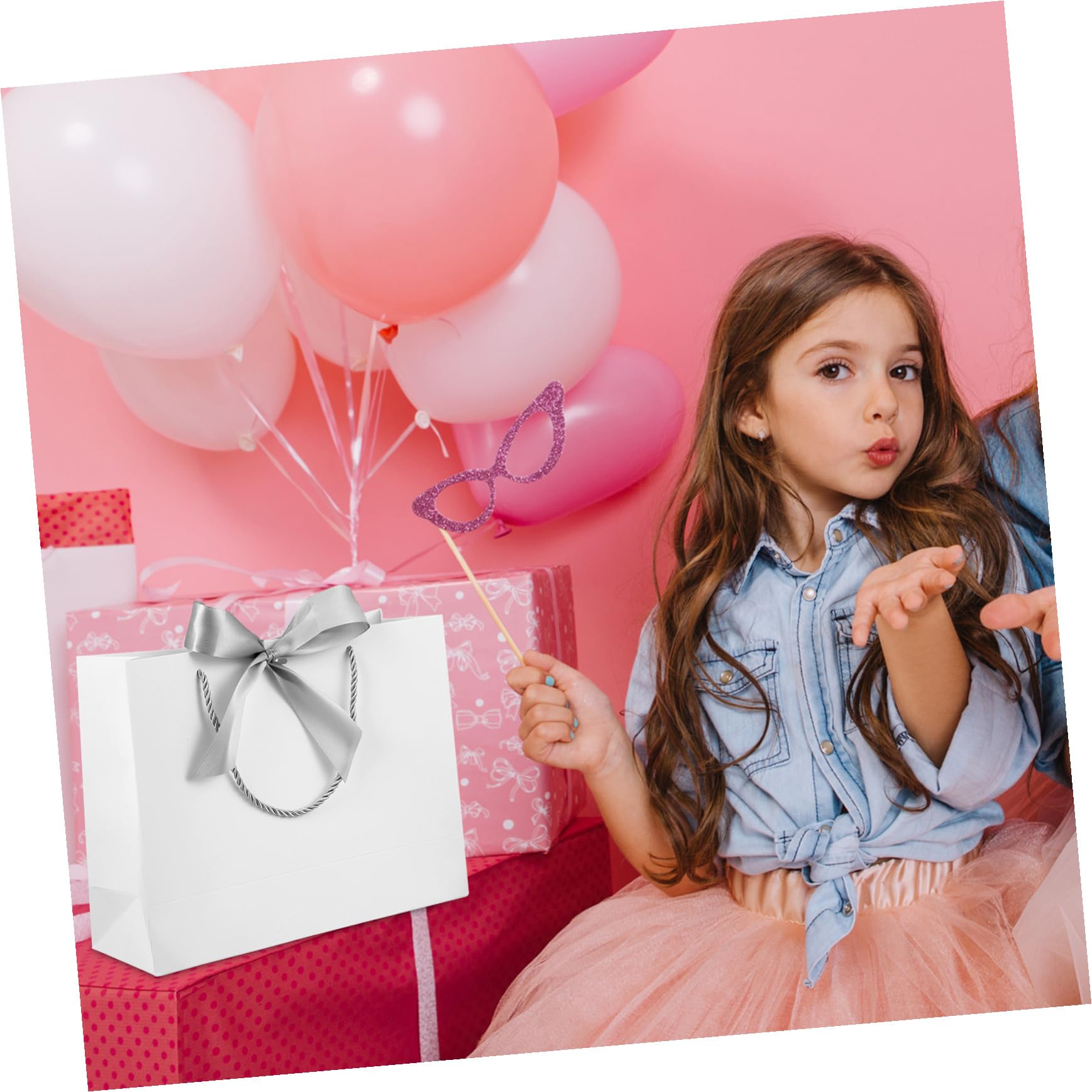 LALADEFIEE 10 Stück Teiliges Geschenktüten mit Henkel Papiertragetaschen mit Schleifenverzierung Robuste Papiertüten für Partys Hochzeiten Geburtstagsfeiern und Geschenkverpackung