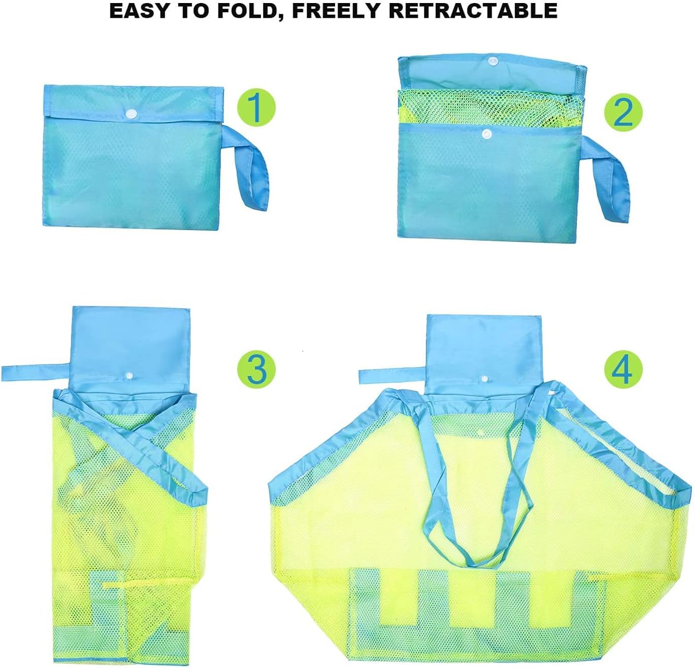 Cafurty Extra Large Mesh Beach Bag Tote Bag Beach Necessaries Stay Away from Sand, Large Netted Beach Bag for Holding Children Toys - Green