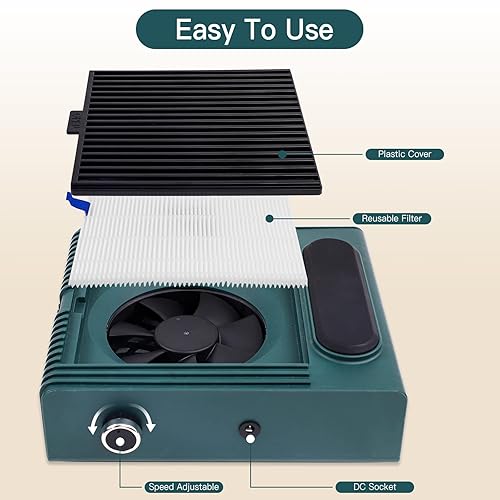 Miniatura 3 de Biutee Colector de polvo de uñas de 80 W para uñas acrílicas, colector de polvo ajustable para uñas, máquina de aspiradora, extractor de polvo