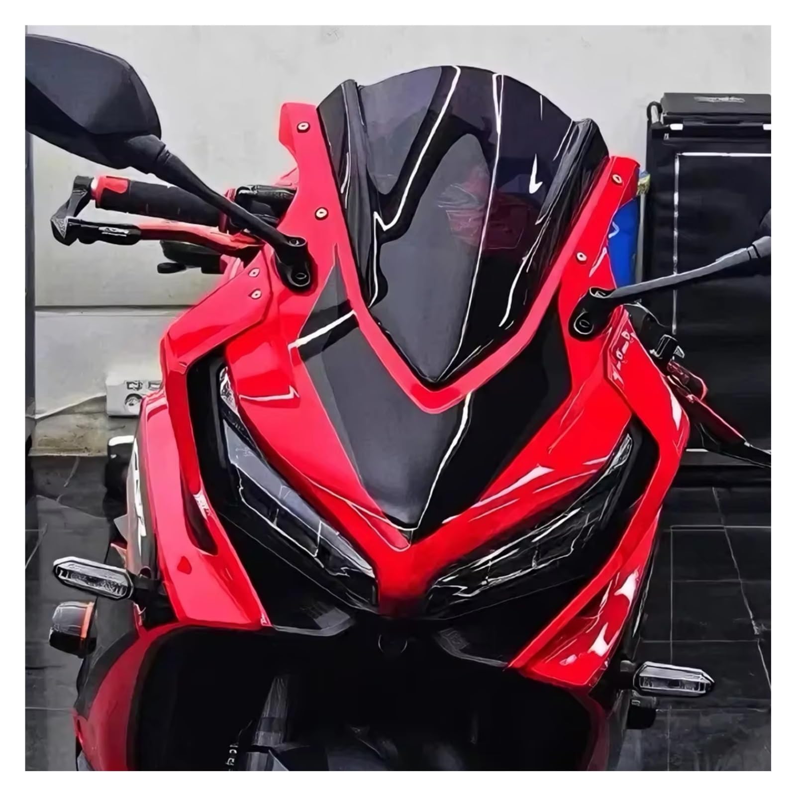 Cúpula moto Compatible Con BR650R Para Cbr650r 2019-2025 Parabrisas Elevado Deportivo Alerón Carreras Deflector Viento Cubierta Pantalla Frontal(Black)