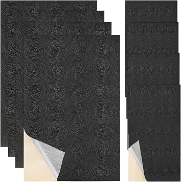 8 Sheets Faux Leather Repair Patch Self-Adhesive Black Leather Patches Waterproof Vinyl Repair Kit for Furniture Car Seats Couch Sofa Chair Surface