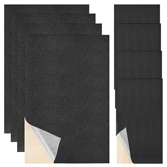 8 Sheets Faux Leather Repair Patch, Self-Adhesive Black Leather Patches | Waterproof Vinyl Repair Kit, for Furniture Car Seats Couch Sofa Chair Surface