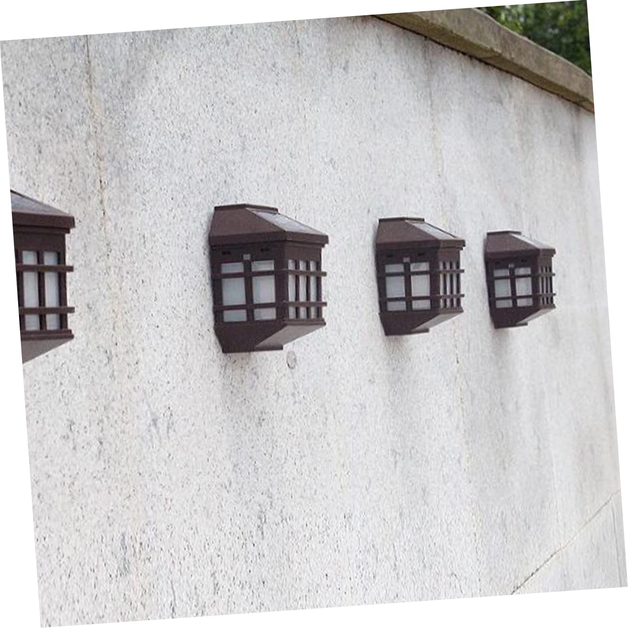 Happyyami 4Pcs Solar Powered Wall Light Outdoor LED Landscape Lamp for Patio and Stairs Warm White with Battery for Garden and Porch Lighting