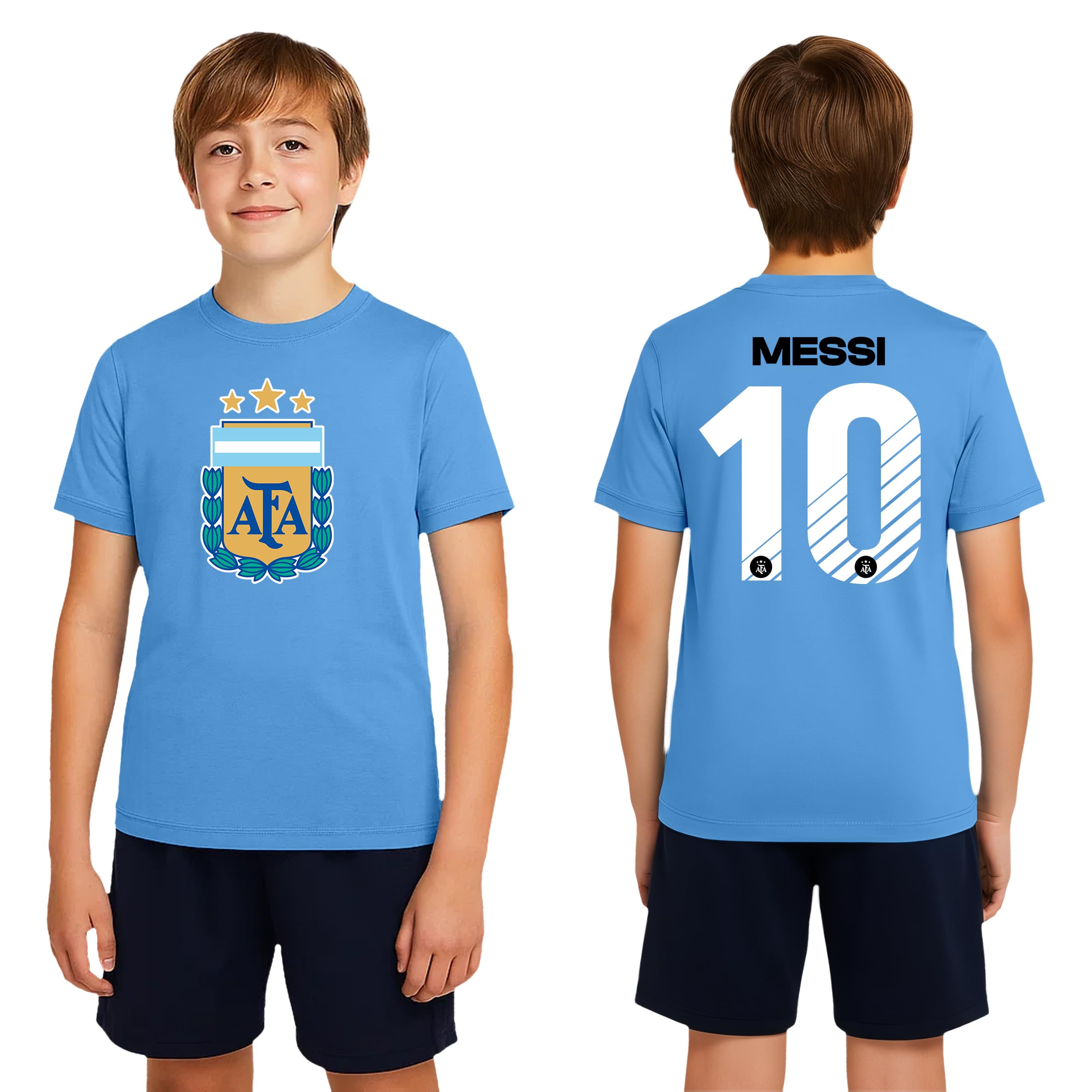 Icon Sports Officially Licensed Argentina Lionel Messi Cotton T-Shirt - Unisex Kids - 697CT