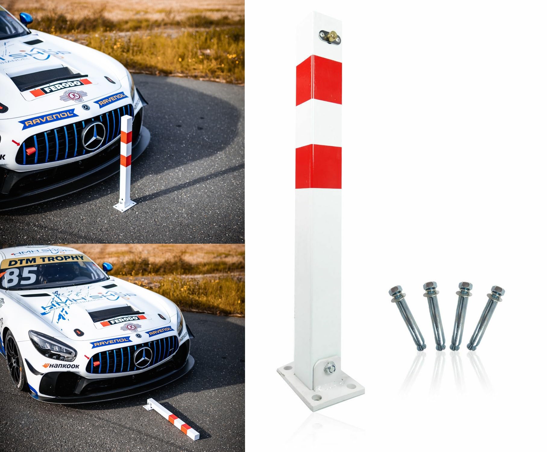 2 Stück HSM Parkpfosten Absperrpfosten Poller klappbar 65 cm Sperrpfosten Parkplatzsperre Wegsperren Klapppfosten Parkwatch Barrierepfosten