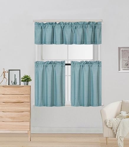 Miniatura 4 de Juego de cortinas opacas con bolsillo para cortinero sólido, con forro de espuma, 3 piezas, 24 pulgadas de largo (K4) (Taupe TAN)