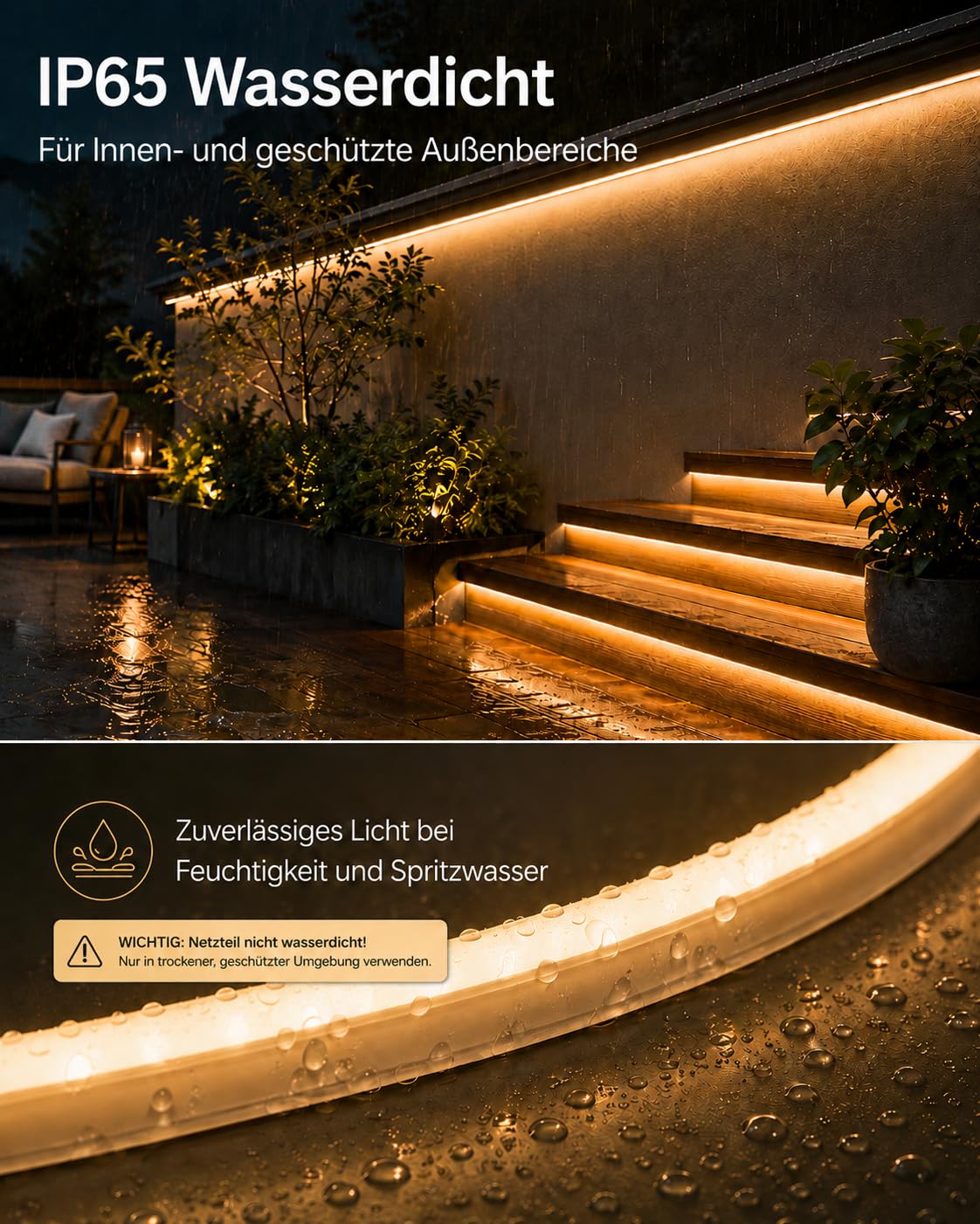 Meevt LED Streifen 15m, Neon LED Strip 3000K Warmweiß, Dimmbar LED Leiste
