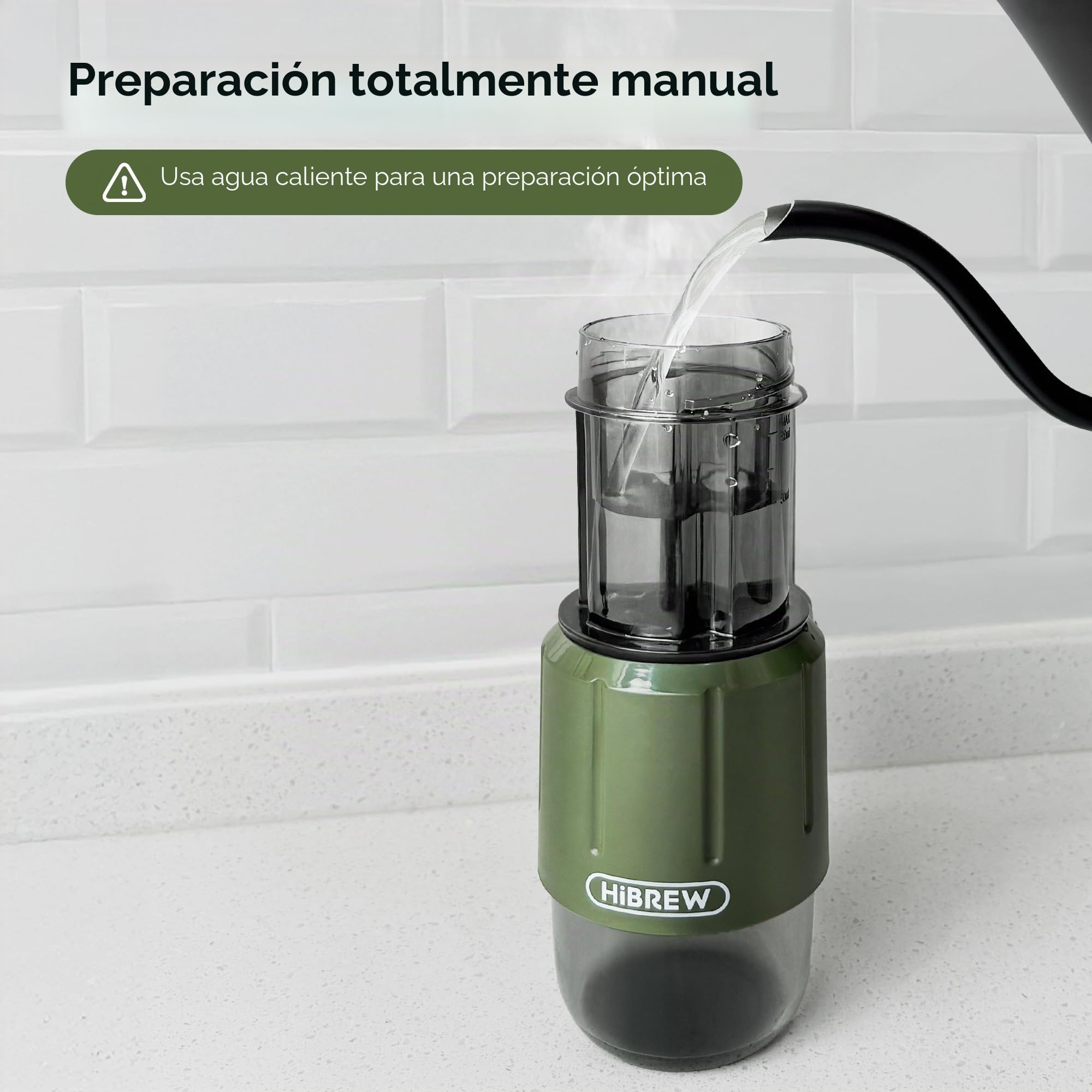 HIBREW H4D - Cafetera espresso manual para acampar y viajar, cafetera portátil con bomba de mano, taza integrada, compatible con café molido 2 en 1 y cápsulas originales Nes