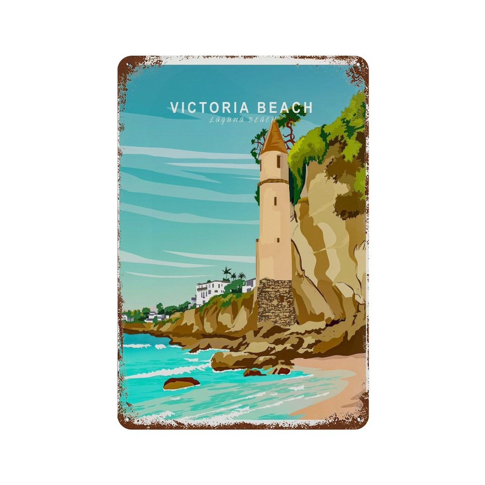 xiaoxiaoshen Laguna Victoria Beach California Travel Postcard Custom Birthday (2) Wall Decor Art Metal Tin Poster Modern Home Decor Art Home Bar Shop Decorations Vintage Sign 30x20cm