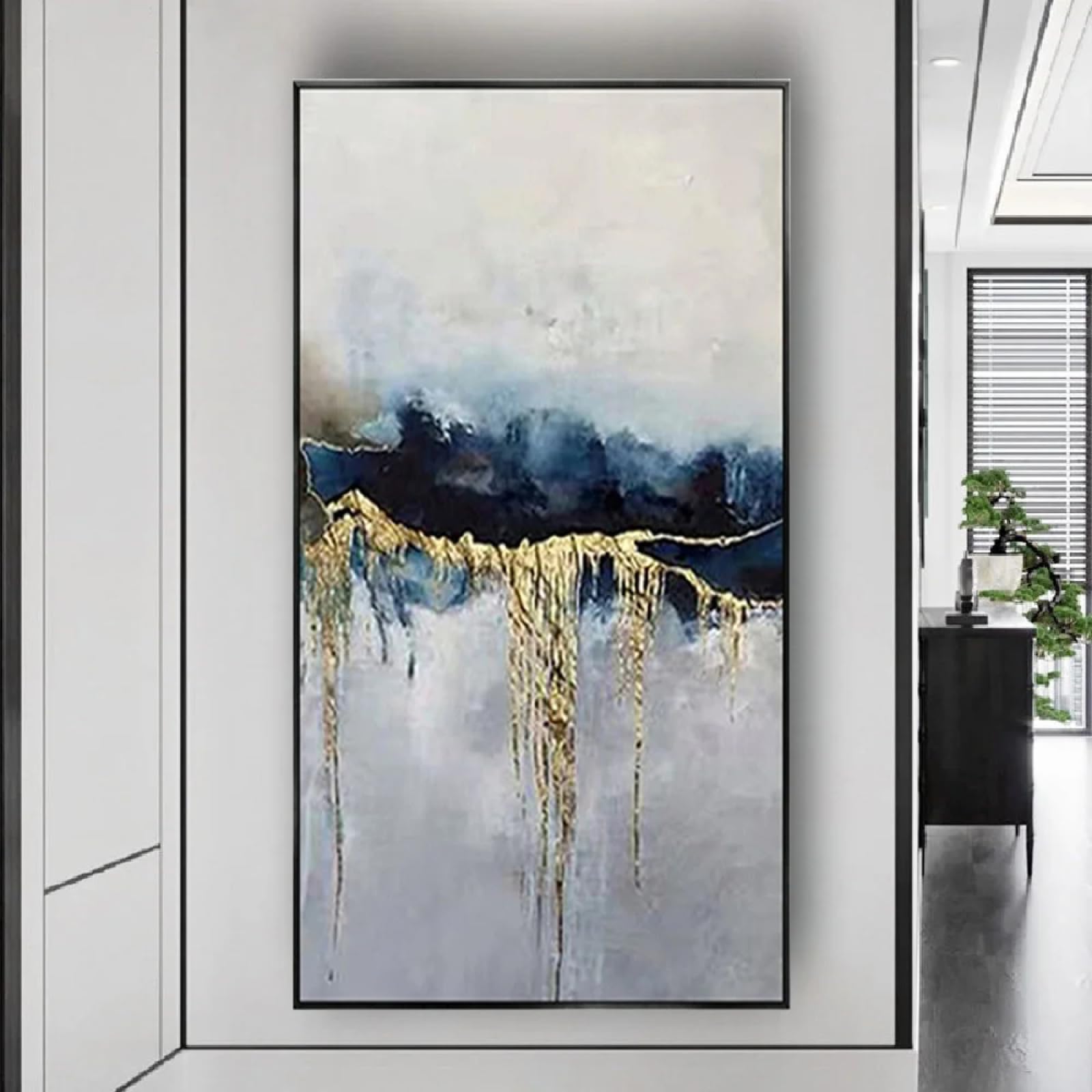 Art mural de paysage abstrait bleu pour habiller un grand mur vide - 8