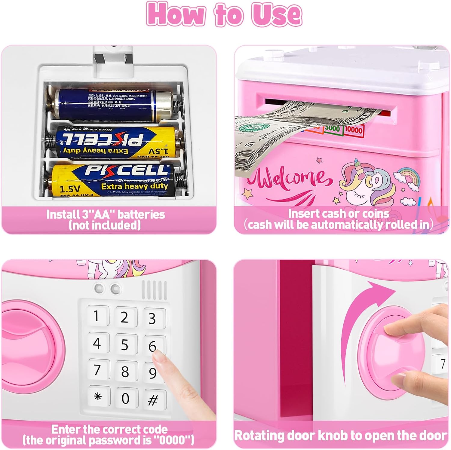 Juneu Unicorn Piggy Bank Kids Electronic