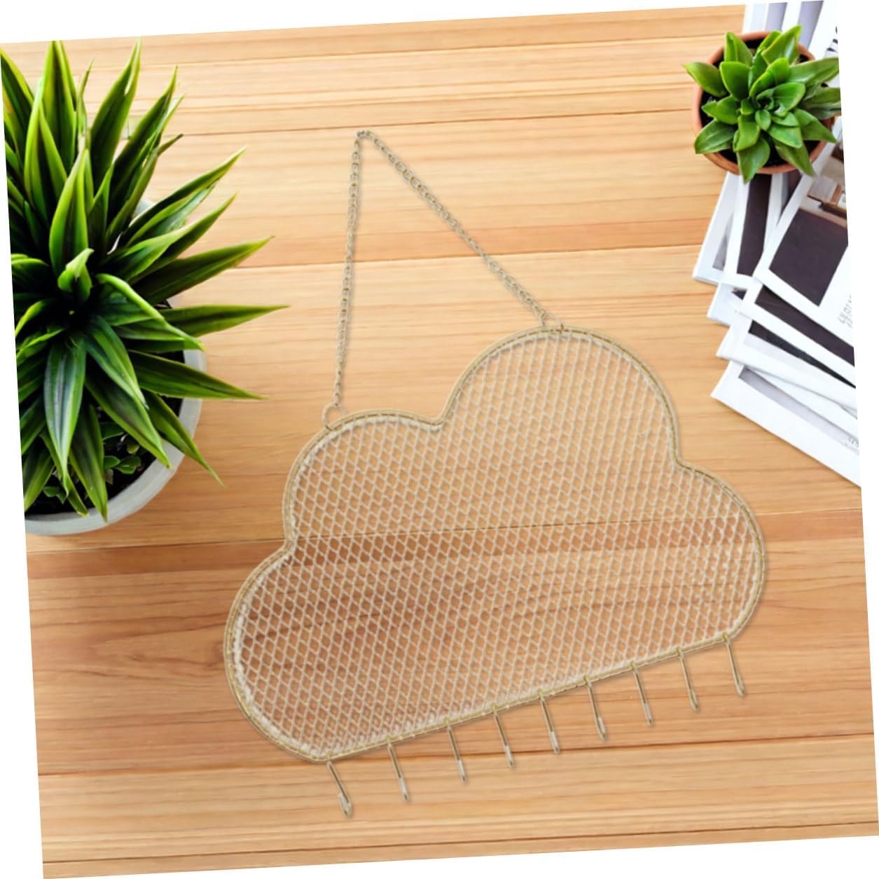 INOOMP 2pcs Wall Mount Earring Storage Rack Metal Grid Holder with Hooks for Earrings Necklace Bracelet Jewelry Organizer Display for Home Use