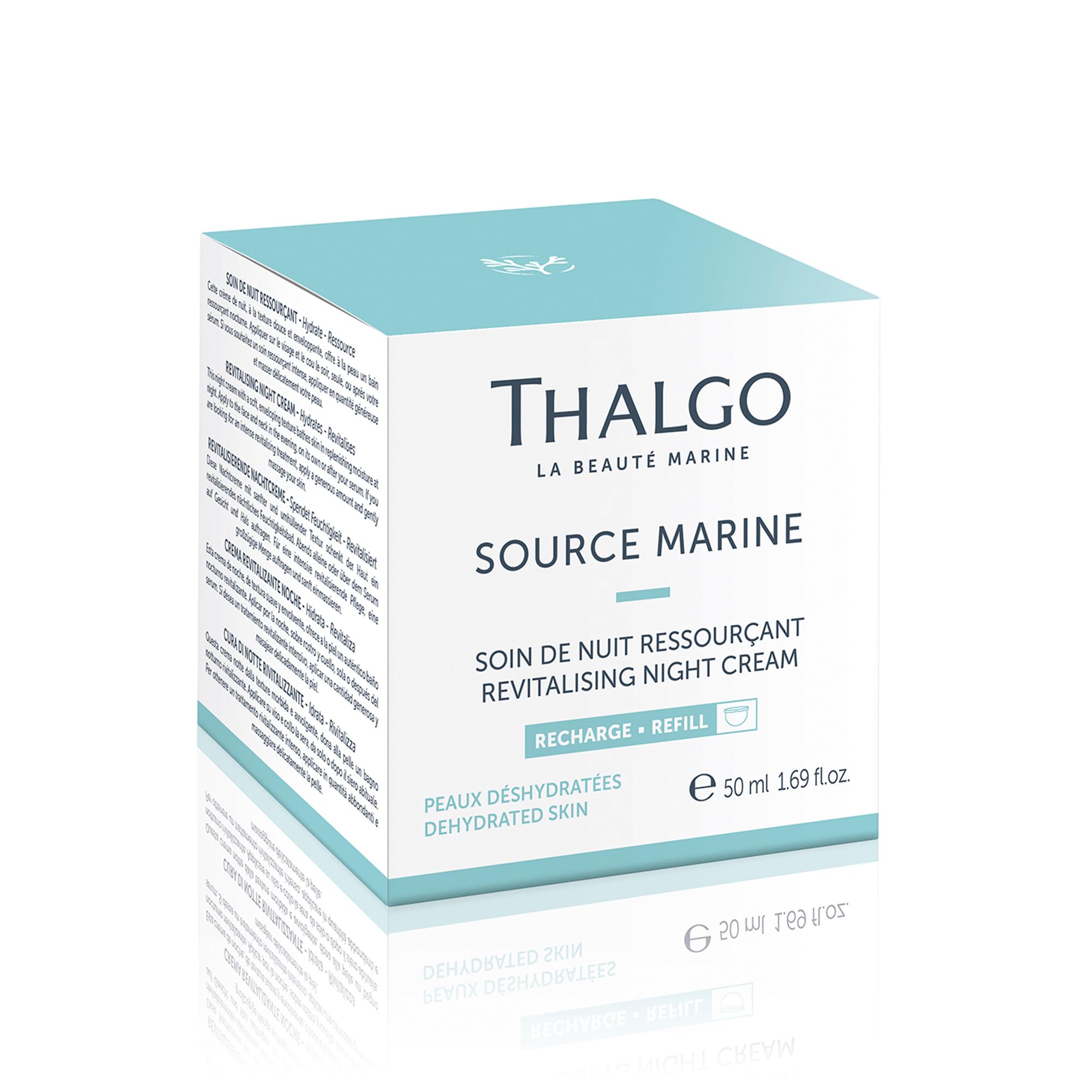 THALGO Refill Revitalisierende Nachtcreme 50 ml – Nachhaltige Nachfüllpackung – Feuchtigkeitsspendende Nachtpflege mit Hyaluronsäure & Meerwasser-Konzentrat – Für normale bis trockene Haut