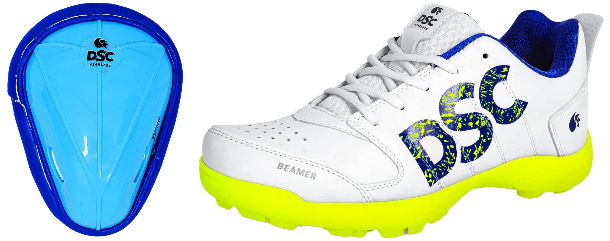 DSC 1500428 Attitude Cricket Abdominal Guard Mens (Color May Vary)+DSC Beamer Cricket Shoes Size 10 UK (Fluro Yellow-White)-image-21