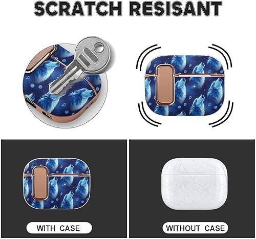 Miniatura 3 de Shockproof Cover Compatible with Airpods Pro 2 Wireless Charging Case Galaxy Blue Wolf, Full Protective with Lock for Women Men