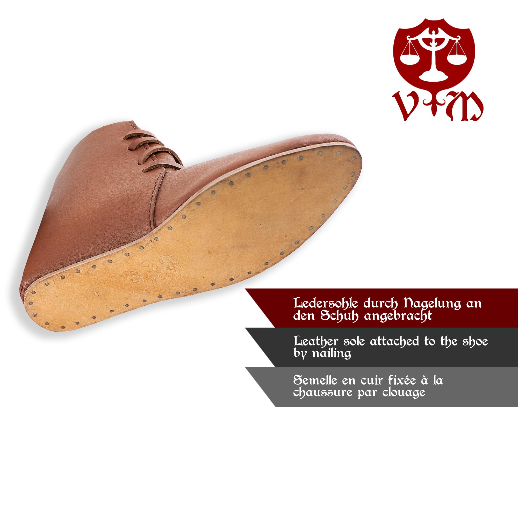 Mittelalter Schuhe Dunkelbraun mit Ledersohle London