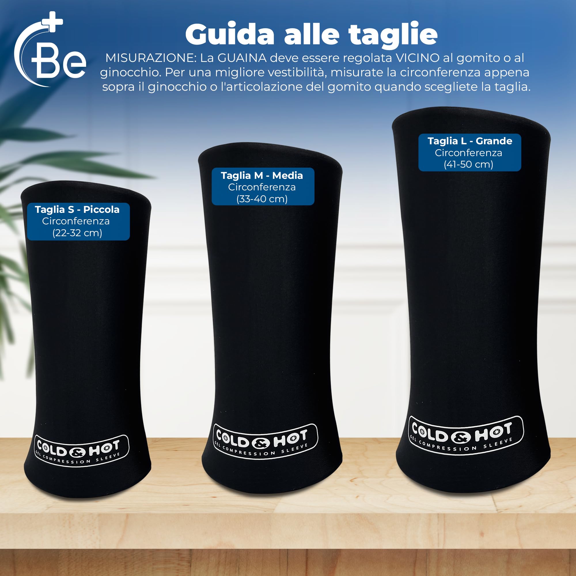 Set di 2 maniche compressive in gel freddo/caldo - Taglie M 33–40cm - Impacco Freddo/Caldo Indossabile 360° Slip-On - Ice Cold Sleeve - Per polso, gomito, braccio, caviglia, ginocchio