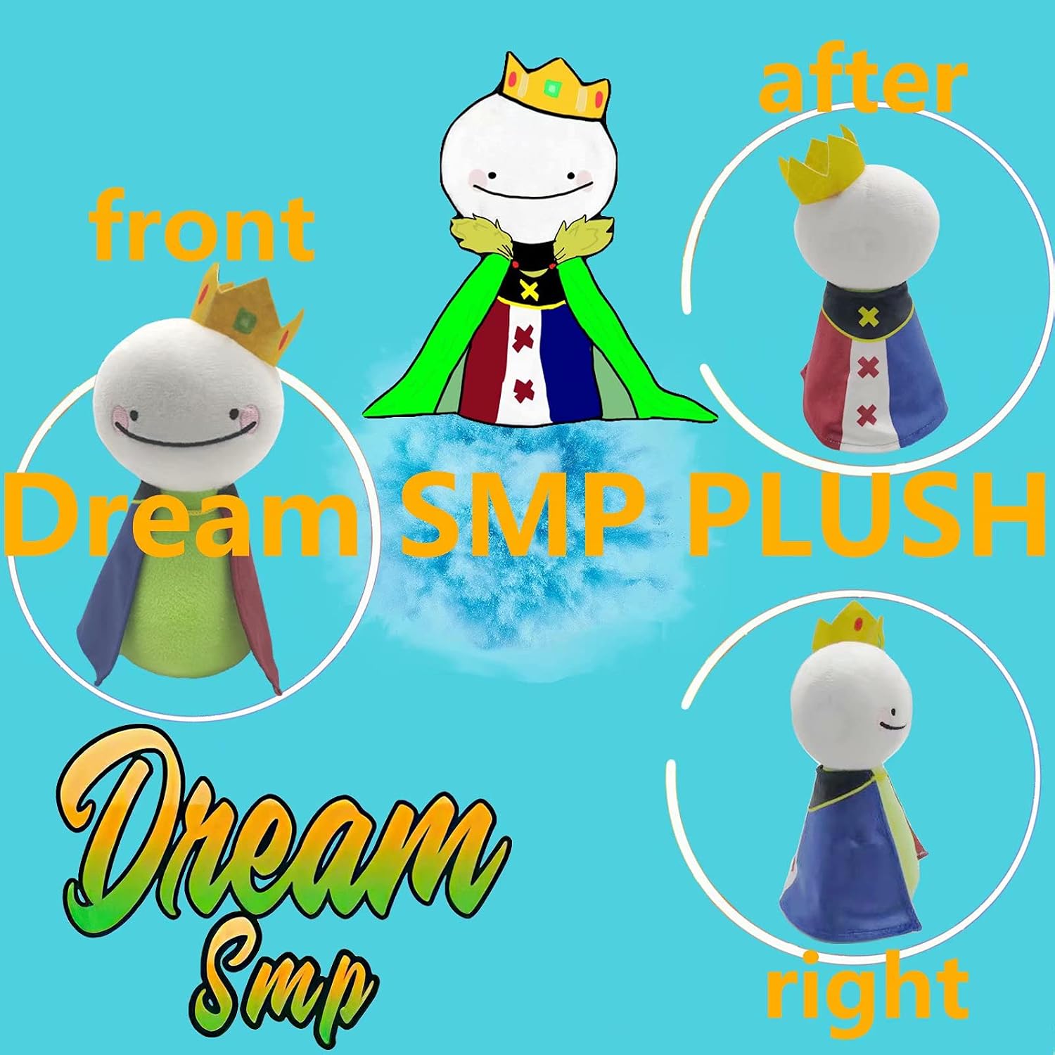 Dream Plush,8 in LManberg Smile Plushies Stuffed Dolls,Cute Mcyt Hot Game Gift for Kids Adults Halloween Birthday Christmas Decoration Room Decor SMP