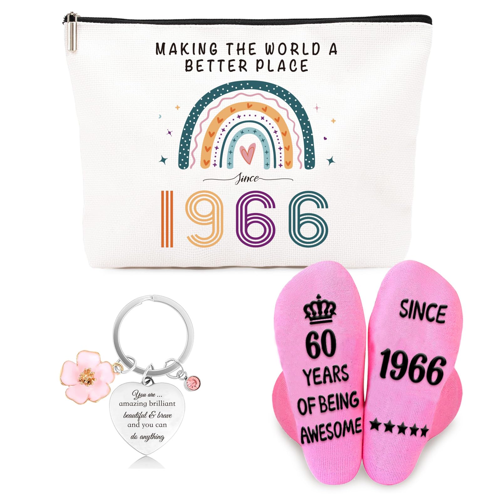 Funny 30th Birthday Gifts for Women – Retro Water-Resistant Makeup Bag, Personalized Socks & Inspirational Keychain, Cute 30th Birthday Gift Set for Bestie, Sister, Friend(1996) — view 10