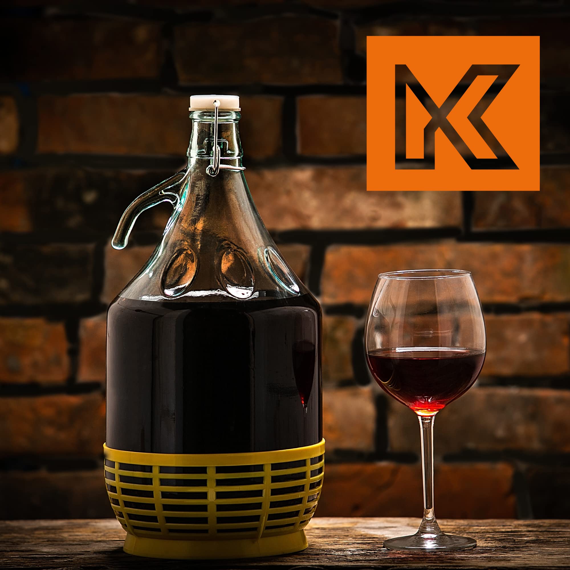 KADAX Lot de 6 bonbonnes en Verre 5L – Ballons de Fermentation pour vin, bière & cidre