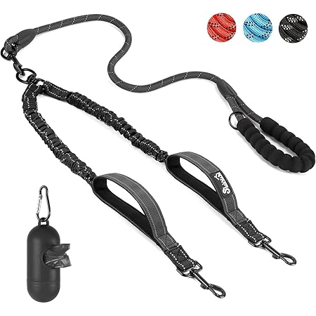 Ewolee Doppel-Hundeleine - Reflektierend & Dehnbar Für 2 Hunde