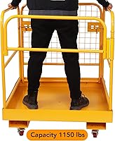 Vista 3 de Jaula de seguridad para carretilla elevadora de 36 x 36 pulgadas, capacidad de 1150 libras, plataforma de trabajo plegable resistente, carretilla