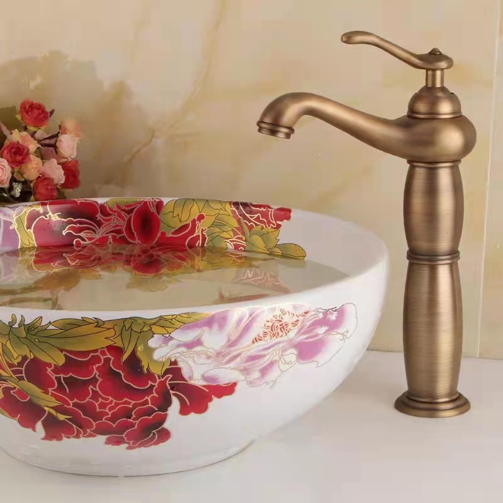 Grifo de lavabo de estilo antiguo monomando para lavamanos clásicos y elegantes 7