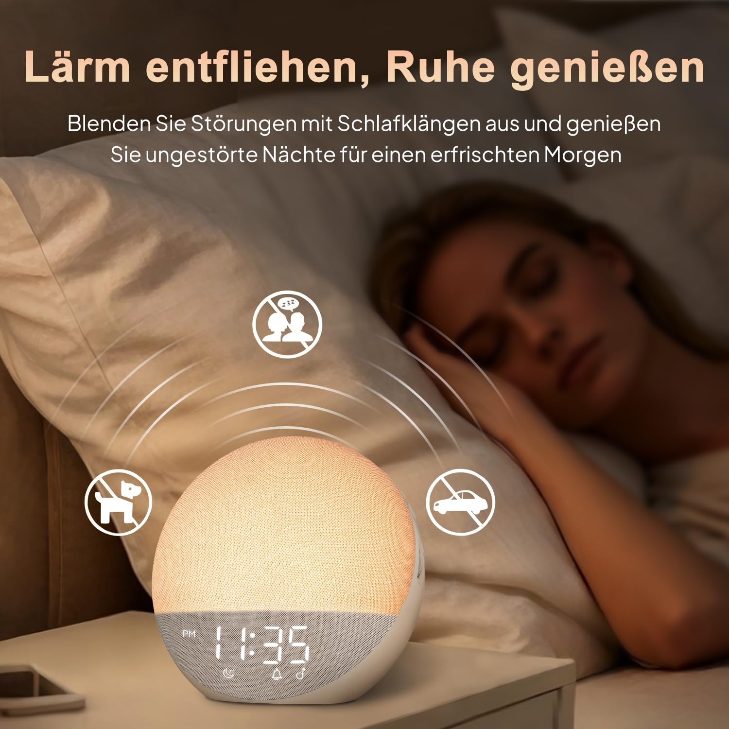Tageslichtwecker Sonnenaufgang Bluetooth Wake Up Light 25 White Noise Timer RGB Nachtlicht Erwachsene Kinder Schlafzimmer